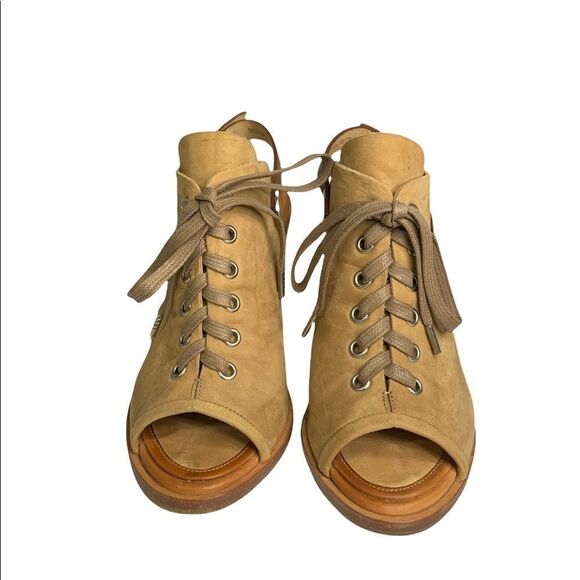 🚨 Rag & Bone Trafford Nubuck Slingback Lace up Peeptoe Booties - Picture 4 of 13